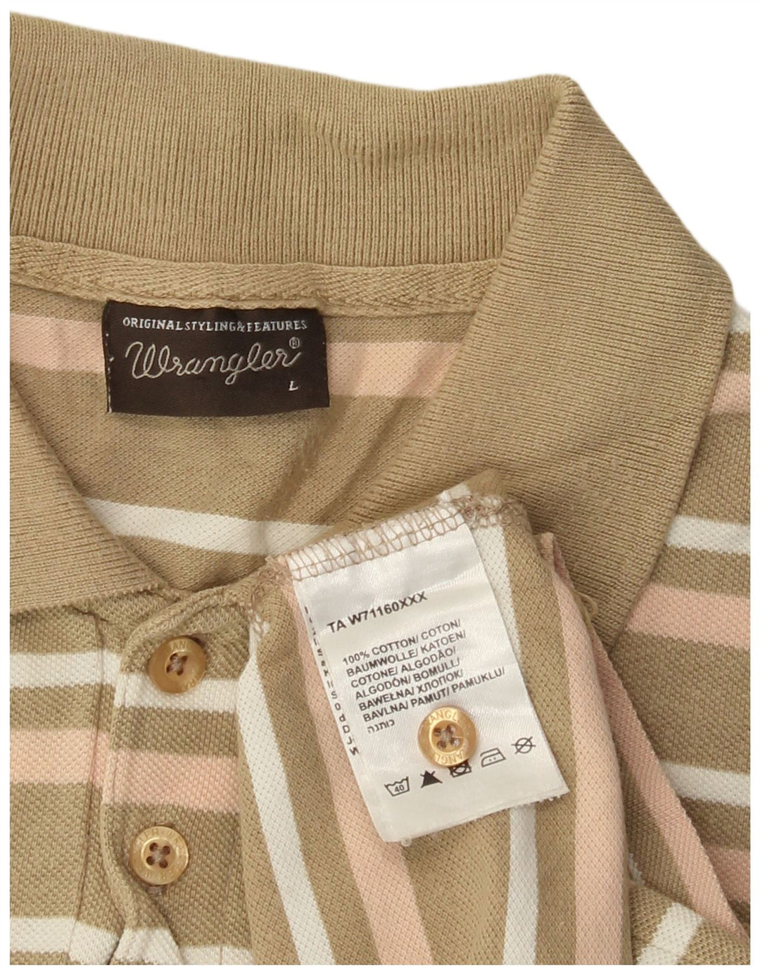 Wrangler Polo Para Hombre De Algodón A Rayas Caqui Grande