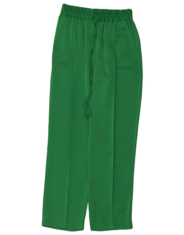 Zara Mujer Pantalón Casual Recto Small W26 L28 Poliéster Verde