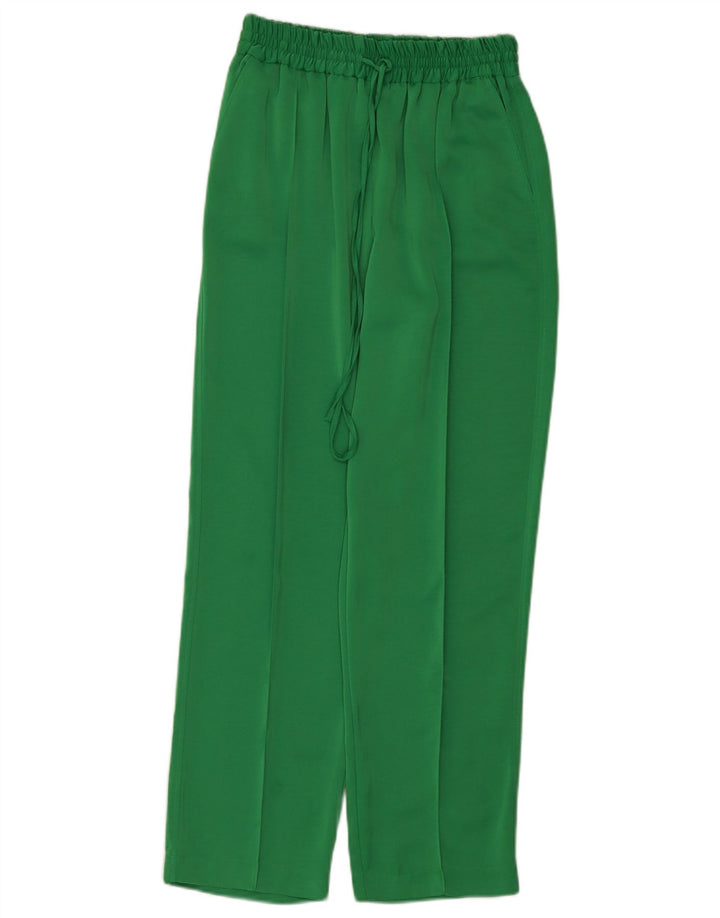 Zara Mujer Pantalón Casual Recto Small W26 L28 Poliéster Verde