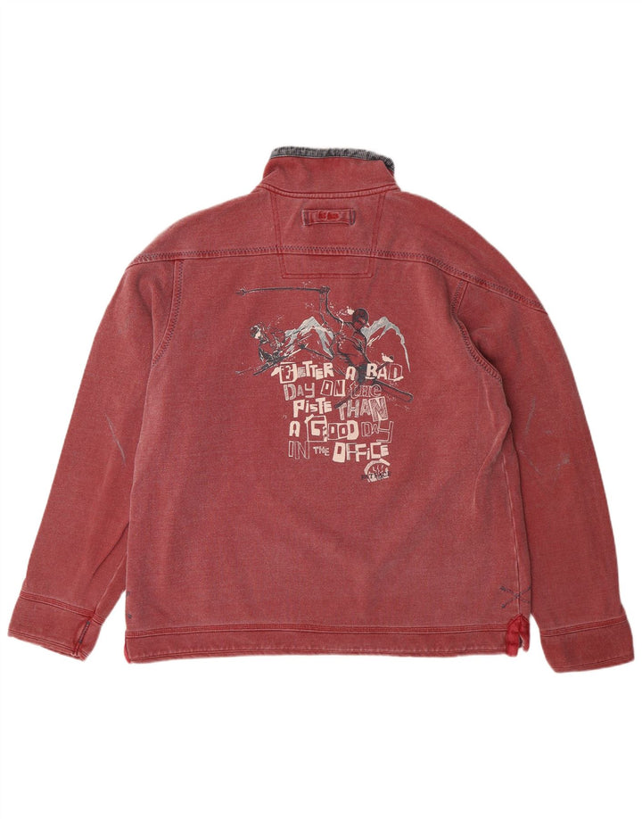 FAT FACE Sudadera con gráfico y cuello con cremallera para hombre Jersey tipo jersey de algodón rojo medio