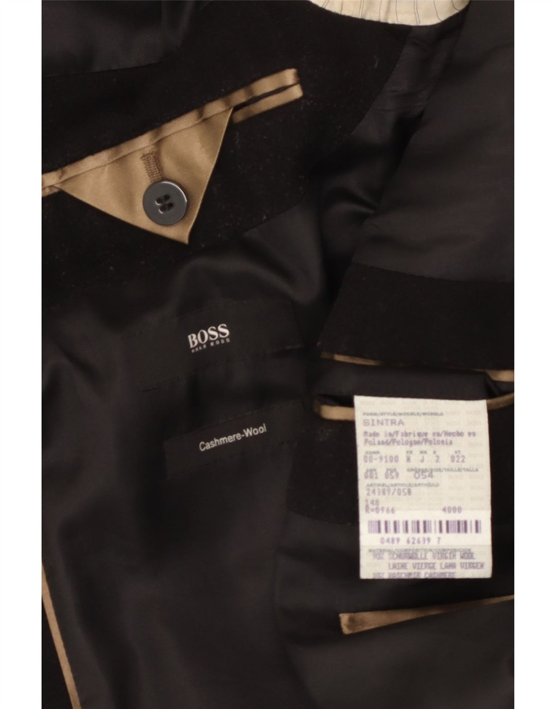 Abrigo Hugo Boss para hombre IT 54 2XL Lana virgen negra