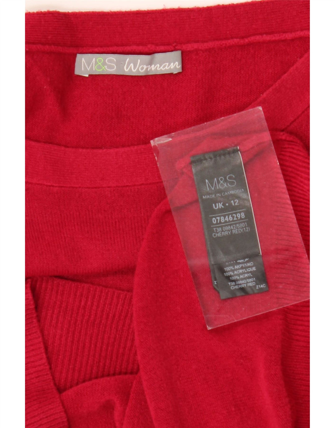 Marks & Spencer suéter con cuello barco para mujer, talla 40, talla M, color rojo