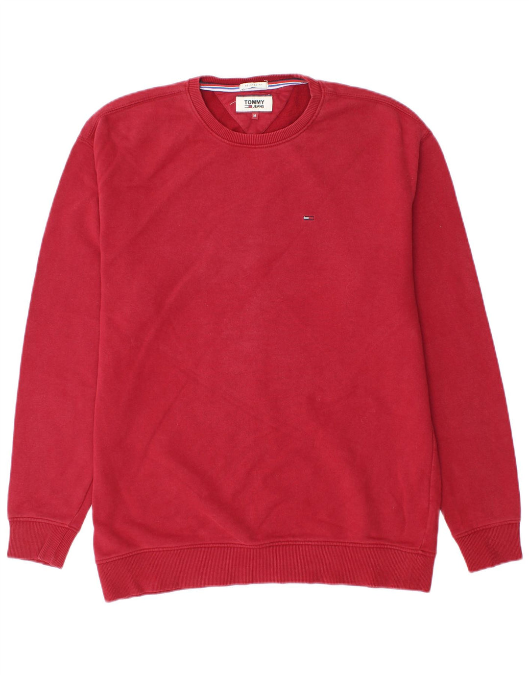 TOMMY HILFIGER Sudadera de corte relajado para hombre Jersey de algodón rojo medio