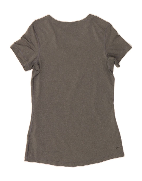 NIKE Womens T-Shirt Top UK 12 Medium Grey Polyester