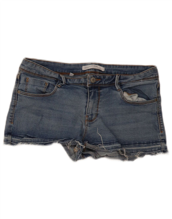 Zara Mujer Denim Hot Pants EU 42 Large W32 Azul