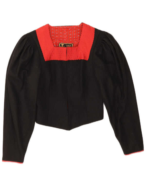 Vintage mujer Trachten Bolero chaqueta EU 38 medio negro colorblock