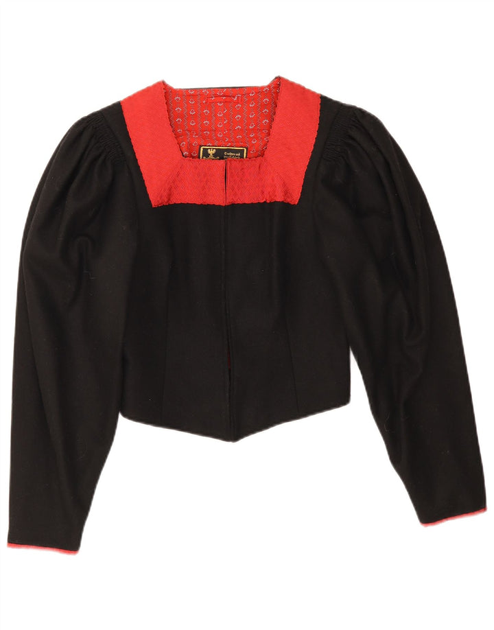 Vintage mujer Trachten Bolero chaqueta EU 38 medio negro colorblock
