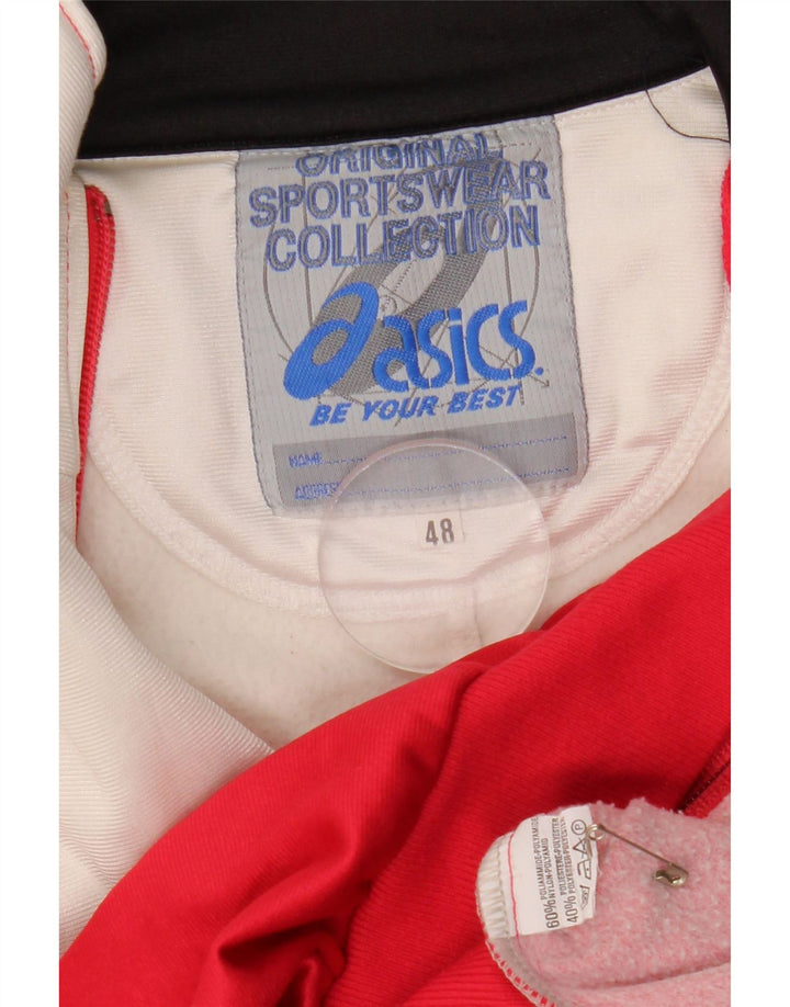 Asics Chaqueta Top De Chándal Con Gráfico Para Hombre IT 48 Nylon Color Block Mediano Rojo