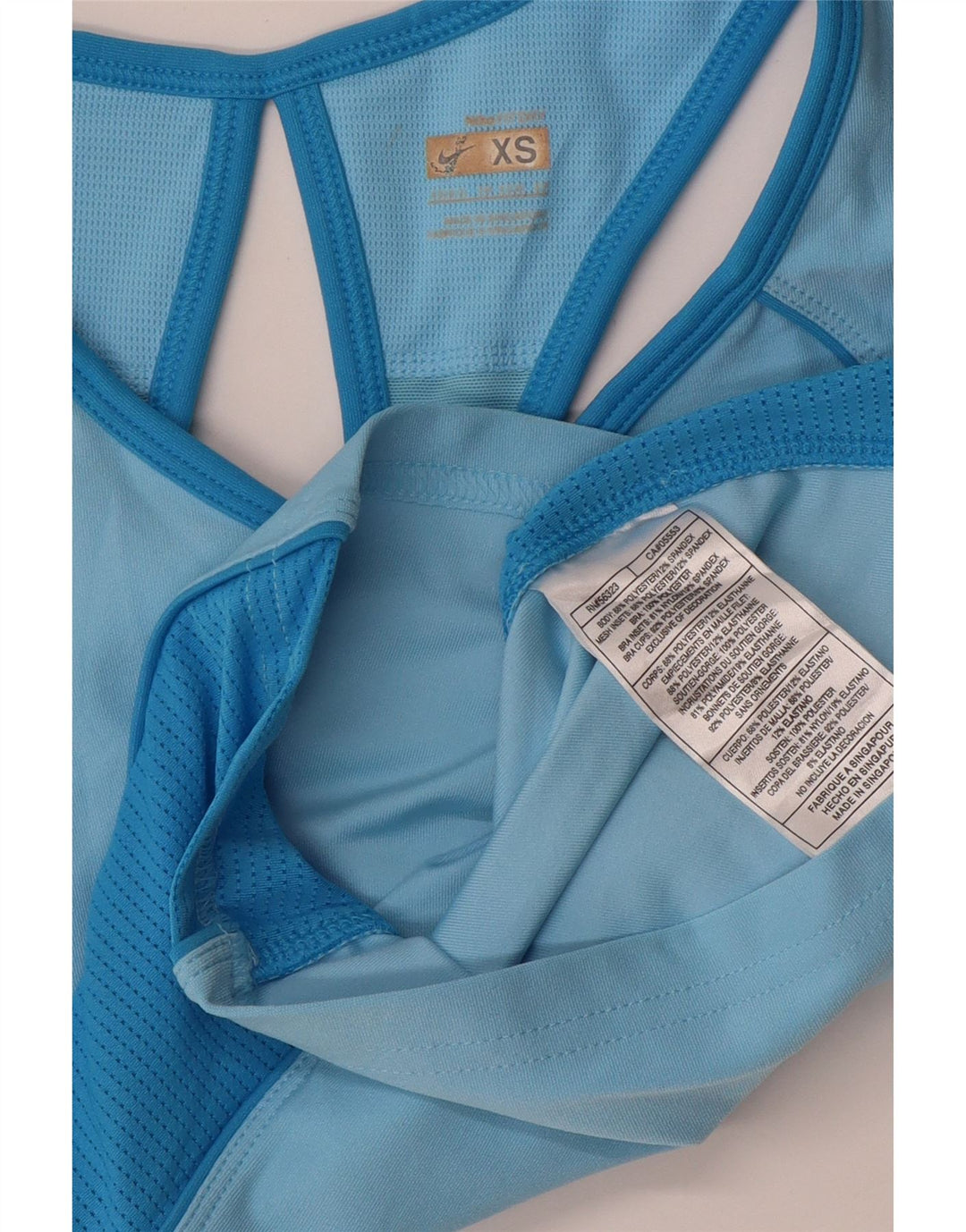 NIKE Top corto para mujer UK 4 XS Poliéster azul