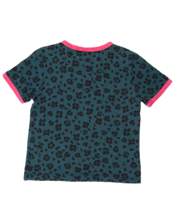 ADIDAS Camiseta gráfica para mujer Top UK 8 Small Green Animal Print Algodón