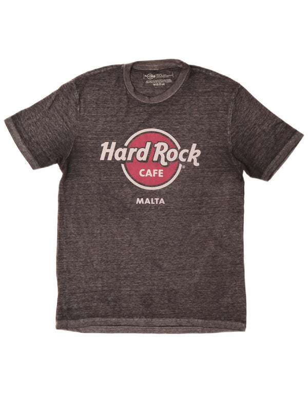 Hard Rock Cafe Hombres Malta Graphic Camiseta Top Algodón Gris Medio