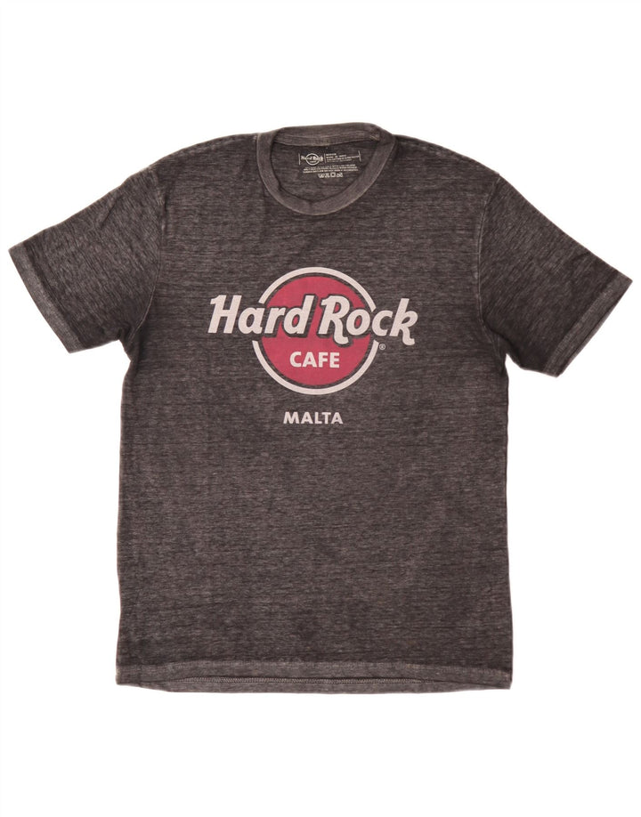 Hard Rock Cafe Hombres Malta Graphic Camiseta Top Algodón Gris Medio