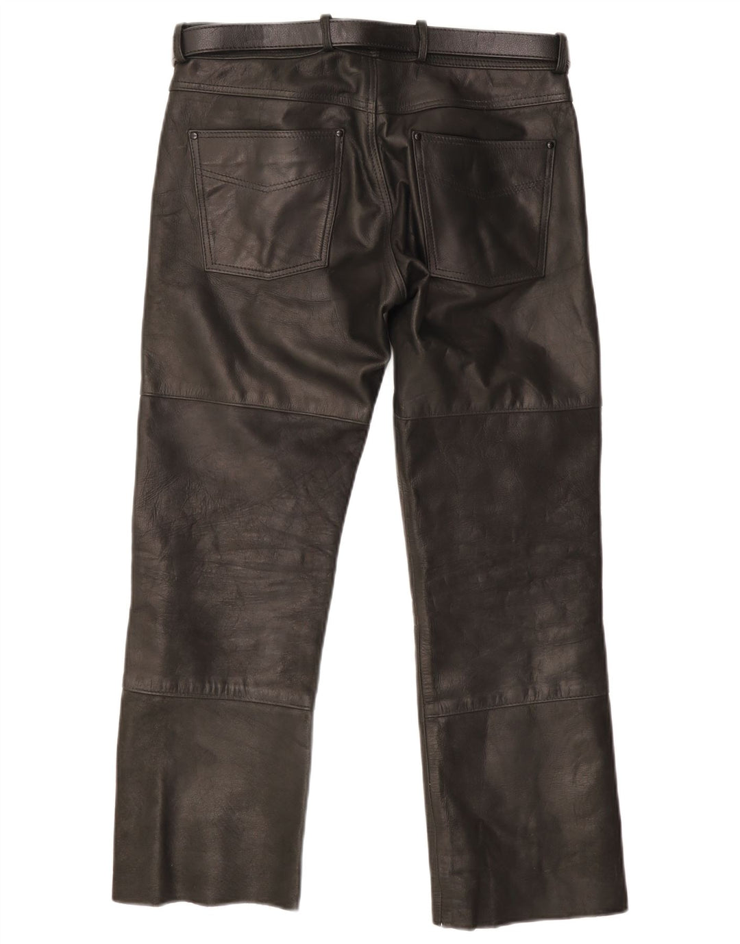Highway 1 Pantalones rectos de cuero para hombre IT 48 Medium W32 L34 Negro
