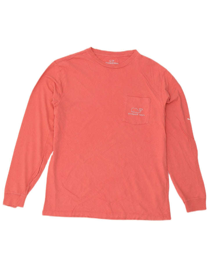 Vineyard Vines Top gráfico para hombre manga larga algodón rosa pequeño