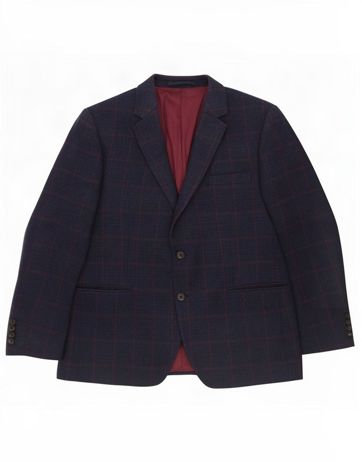 Chaqueta tipo blazer corta de 2 botones para hombre Marks & Spencer UK 44 XL Azul marino Cuadros