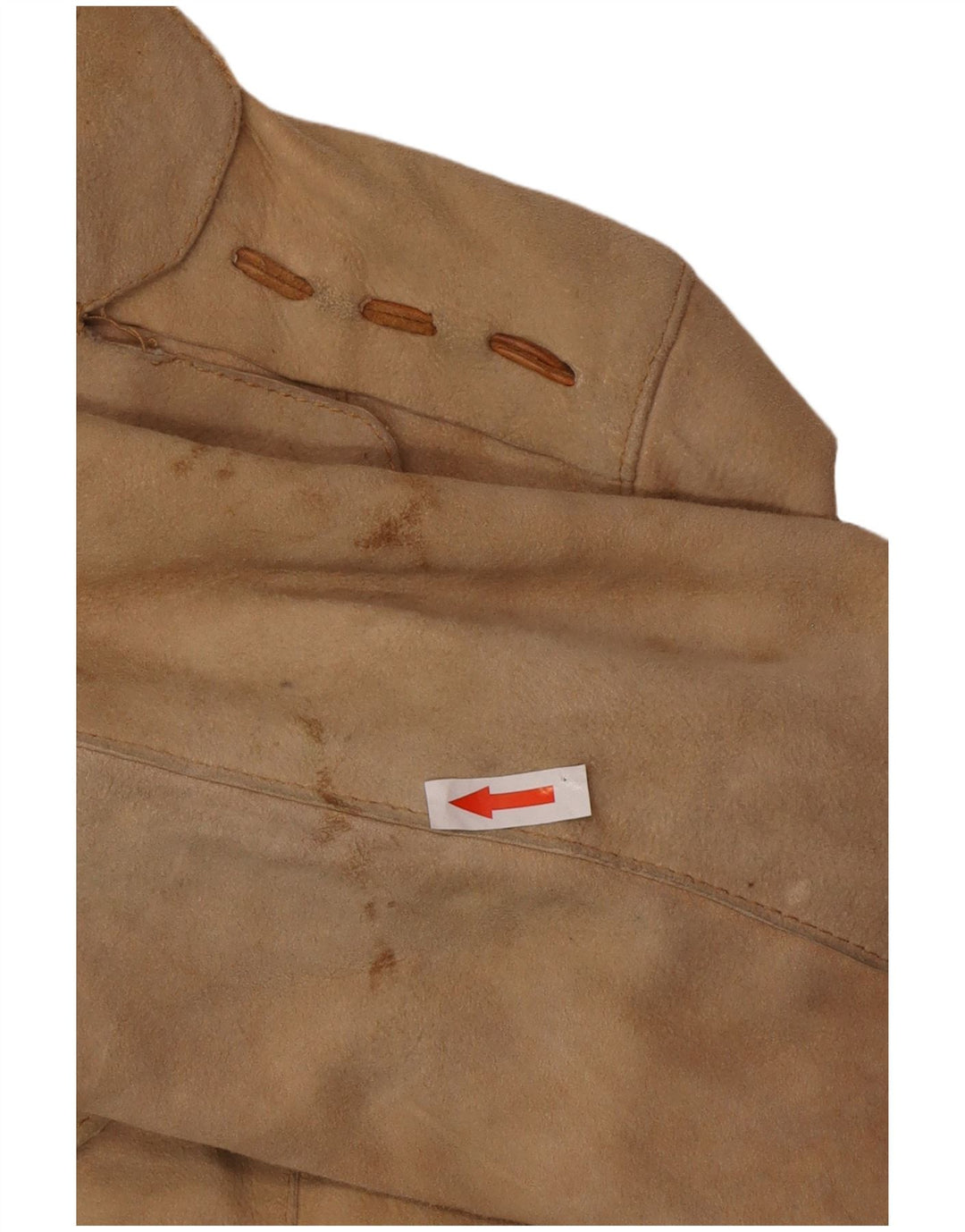 Vintage mujer ante cuero abrigo Reino Unido 12 cuero beige medio