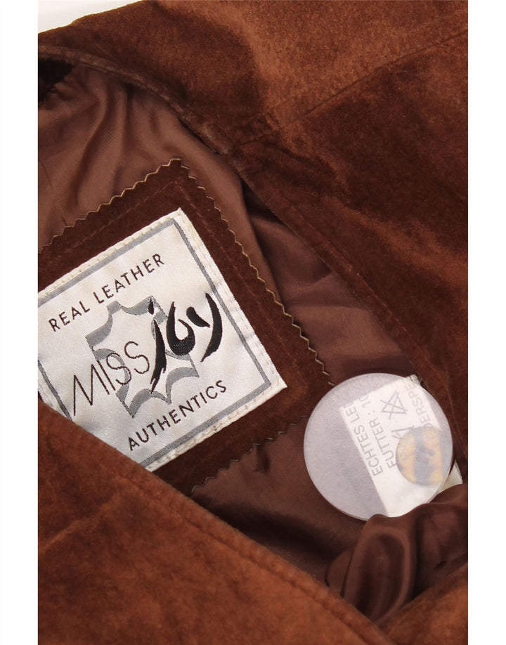Vintage mujer ante chaqueta EU 38 cuero marrón medio