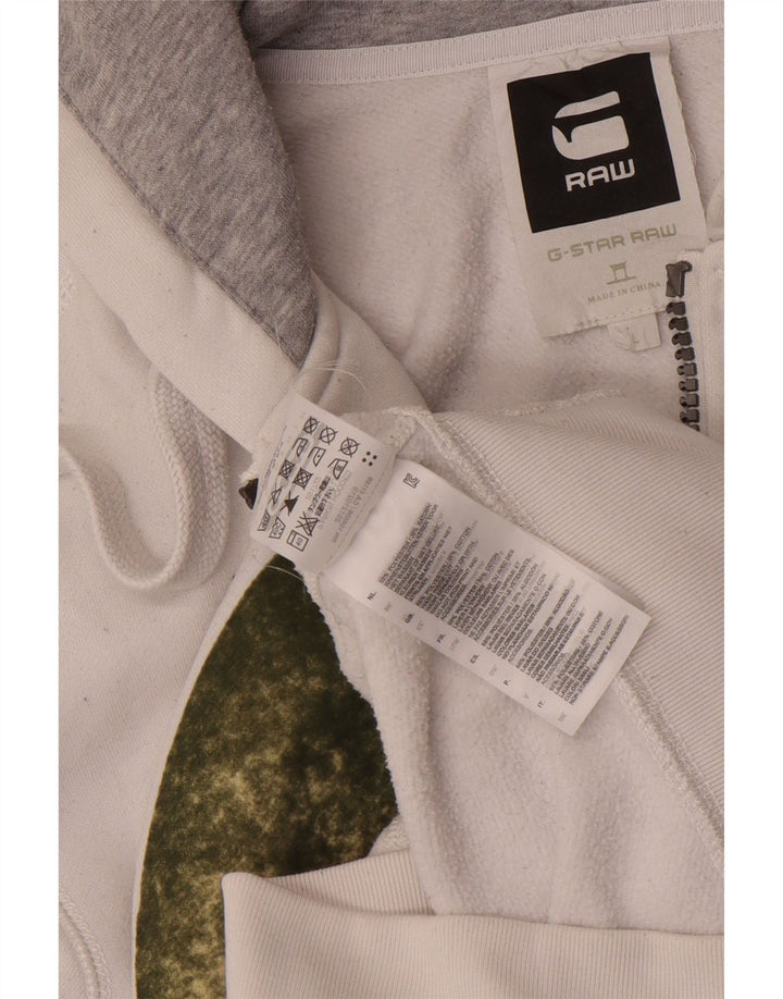 G-Star Sudadera con capucha y cremallera gráfica para hombre Poliéster blanco grande