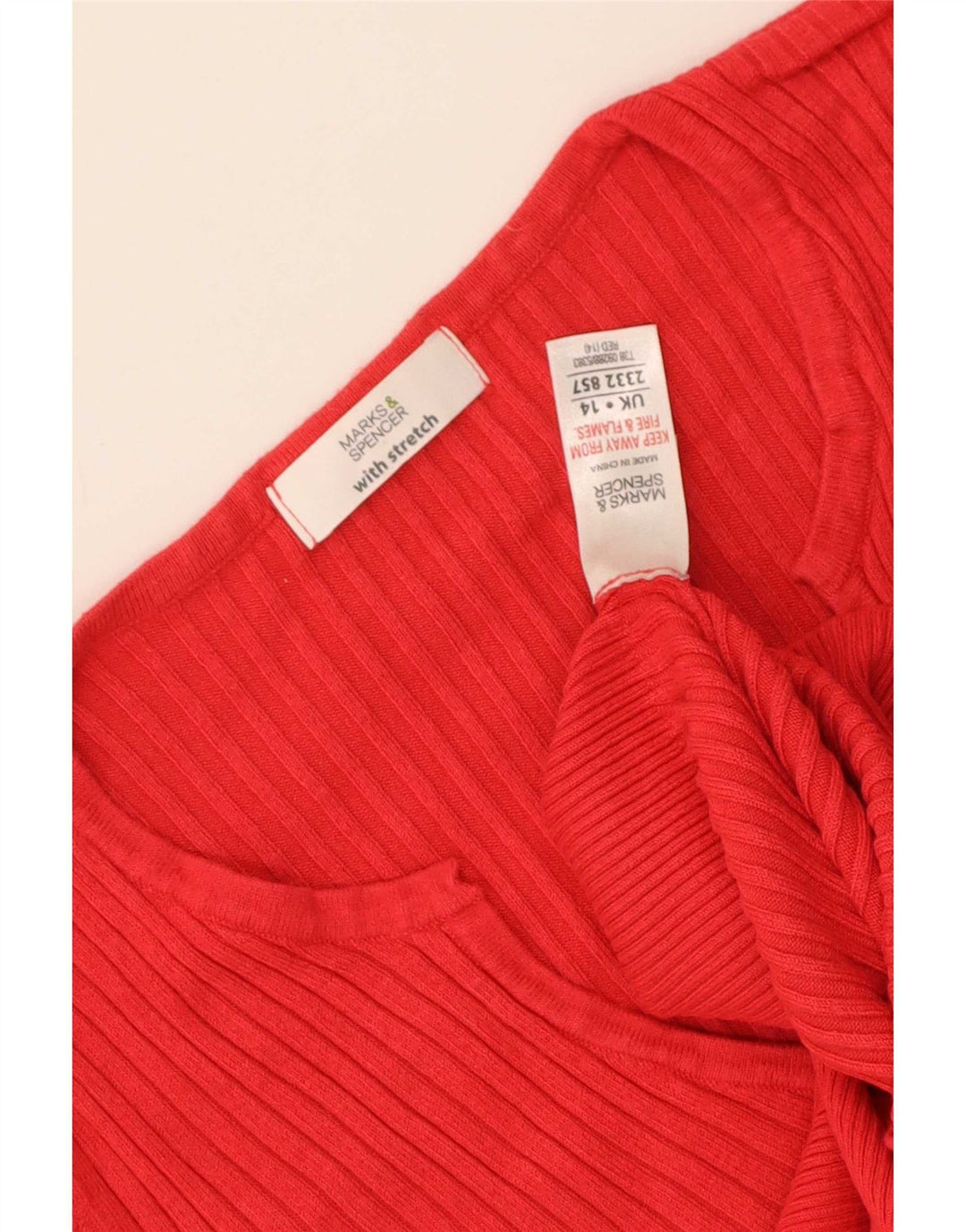 Marks & Spencer Camiseta para Mujer Top UK 44 Medium Viscosa Roja