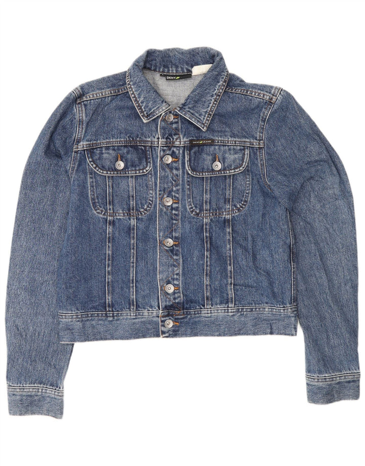 Dkny Chaqueta vaquera corta para mujer Reino Unido 44 Algodón azul grande