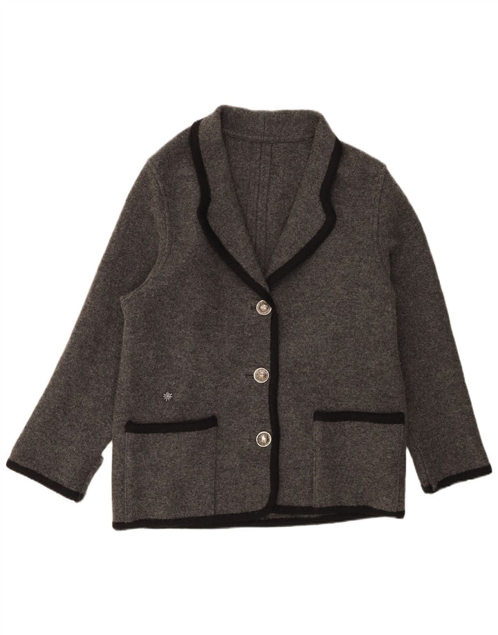 Vintage mujer 3 botones Blazer chaqueta Reino Unido 38 gris medio