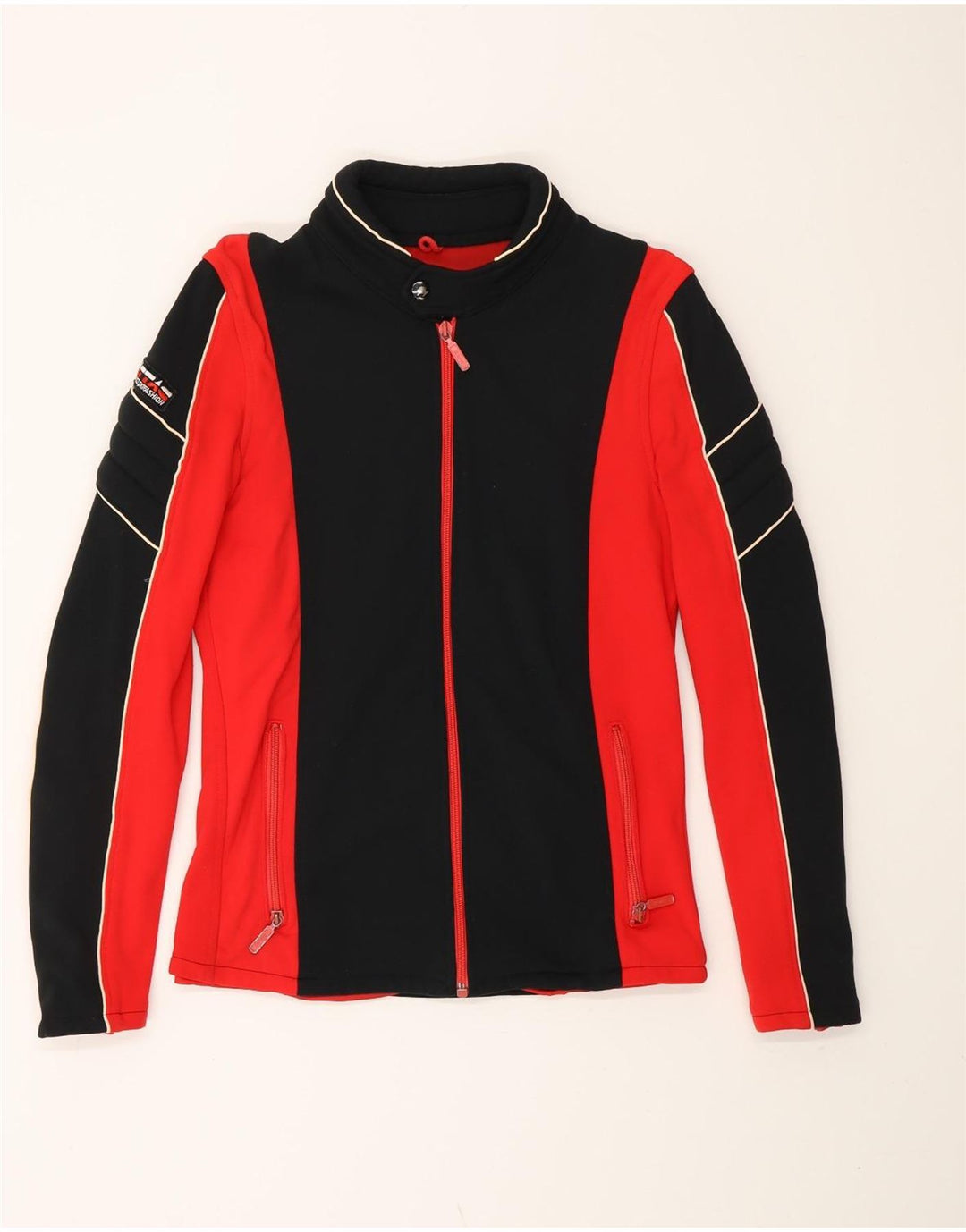 VINTAGE Hombres Chándal Top Chaqueta EU 50 Medio Rojo Colorblock Retro