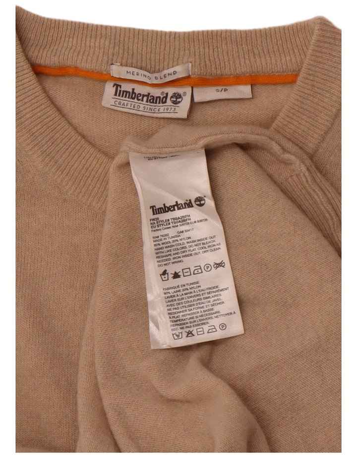 TIMBERLAND Jersey de cuello redondo para hombre, suéter pequeño de lana beige
