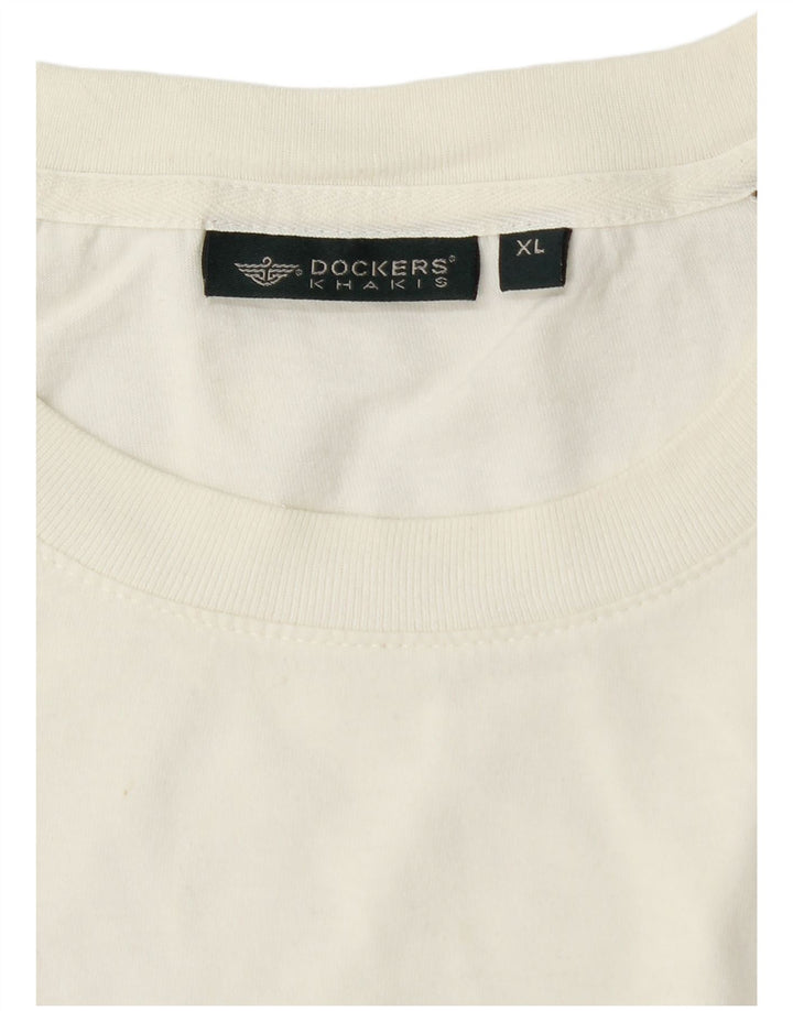 Dockers Hombre Khakis Camiseta Top XL Blanco Colorblock