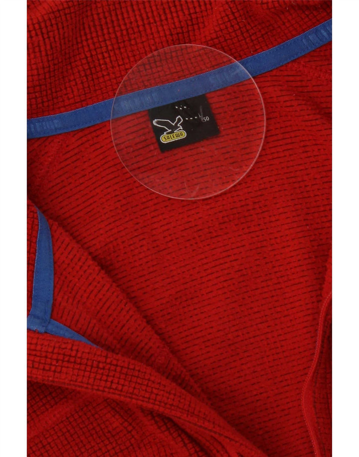 SALEWA Jersey de forro polar con cremallera y cuello para hombre, talla grande, rojo