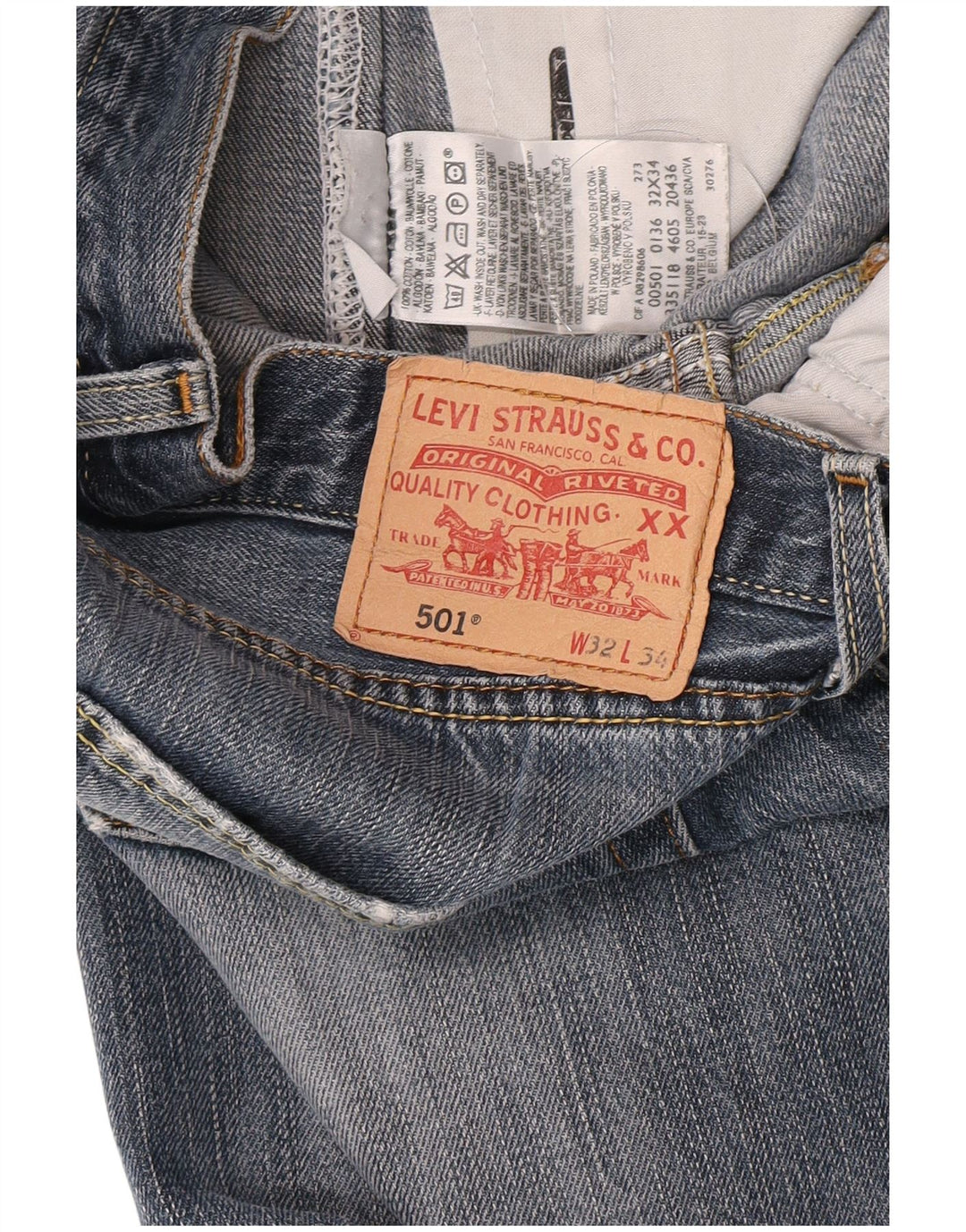 Levi's Jeans rectos desgastados 501 para hombre W32 L28 Algodón azul