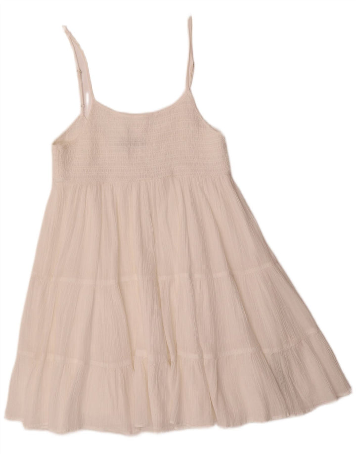 Zara Mujer Vestido De Verano UK 42 Medio Blanco Poliéster