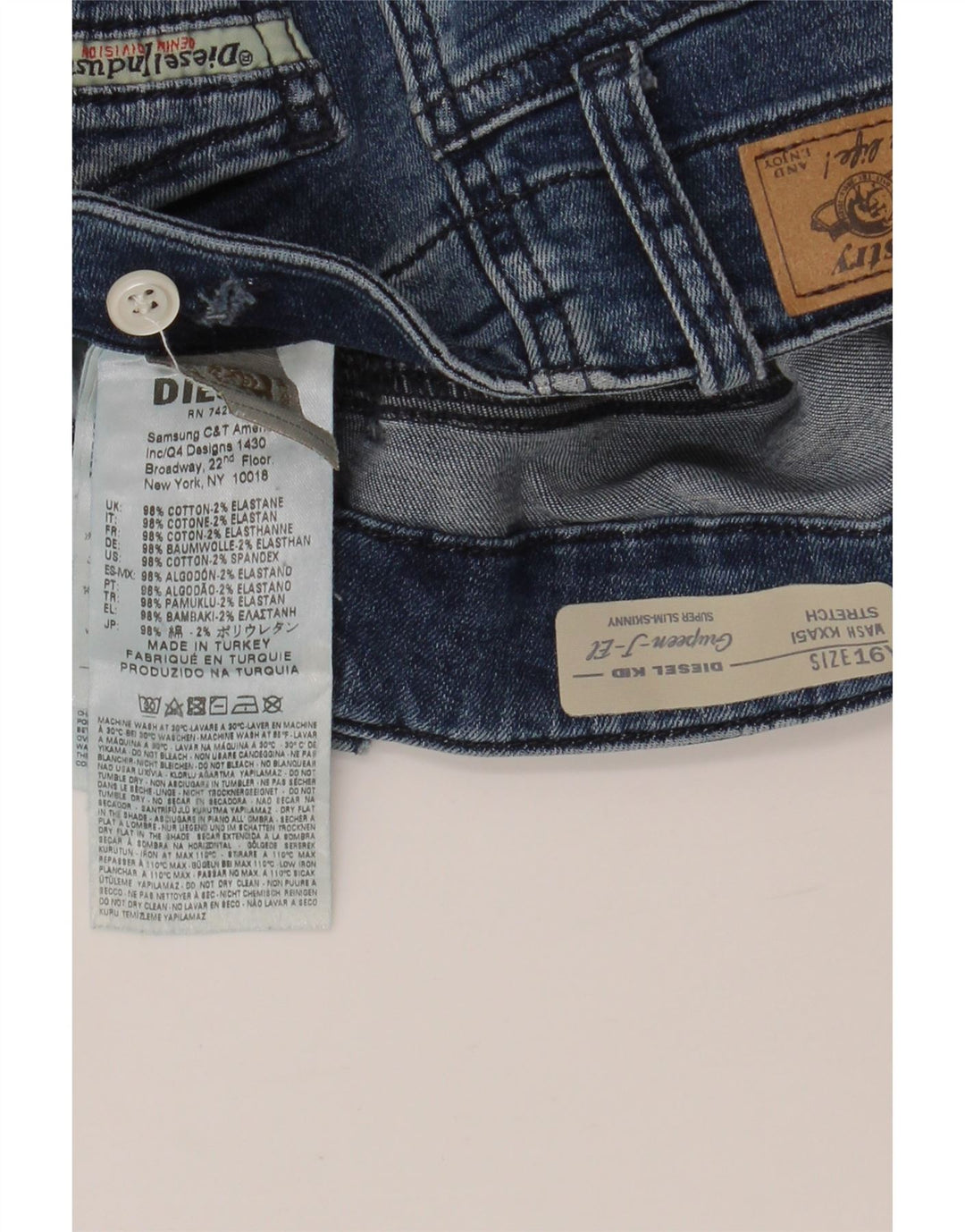 DIESEL Vaqueros pitillo super slim Grupeen-J-El para niña 15-16 años W32 L32 Azul