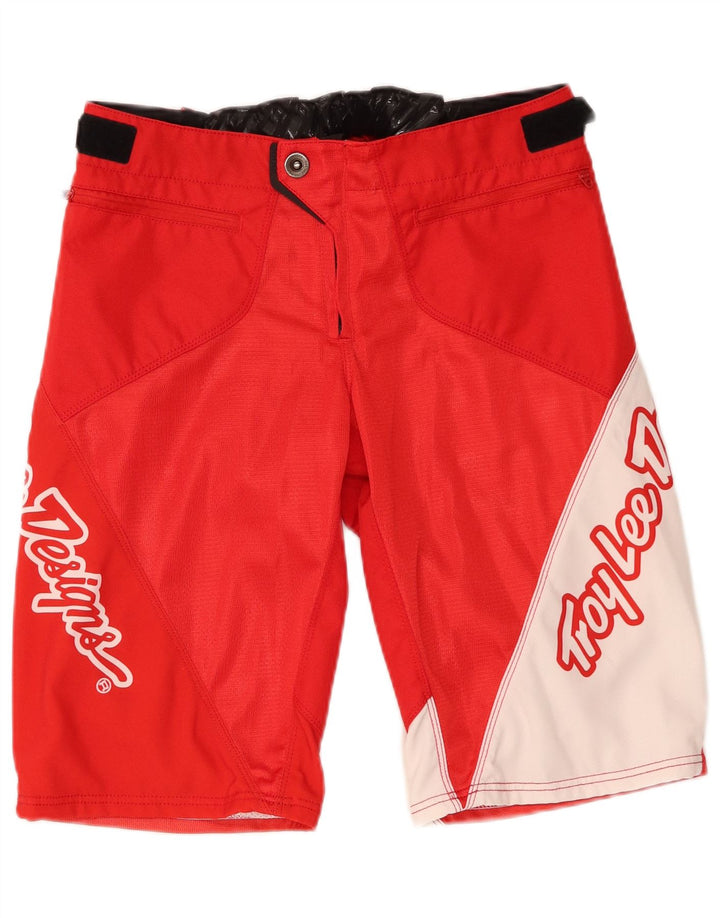 Troy Lee Designs Pantalones cortos gráficos estilo motor para hombre mediano W32 rojo colorblock