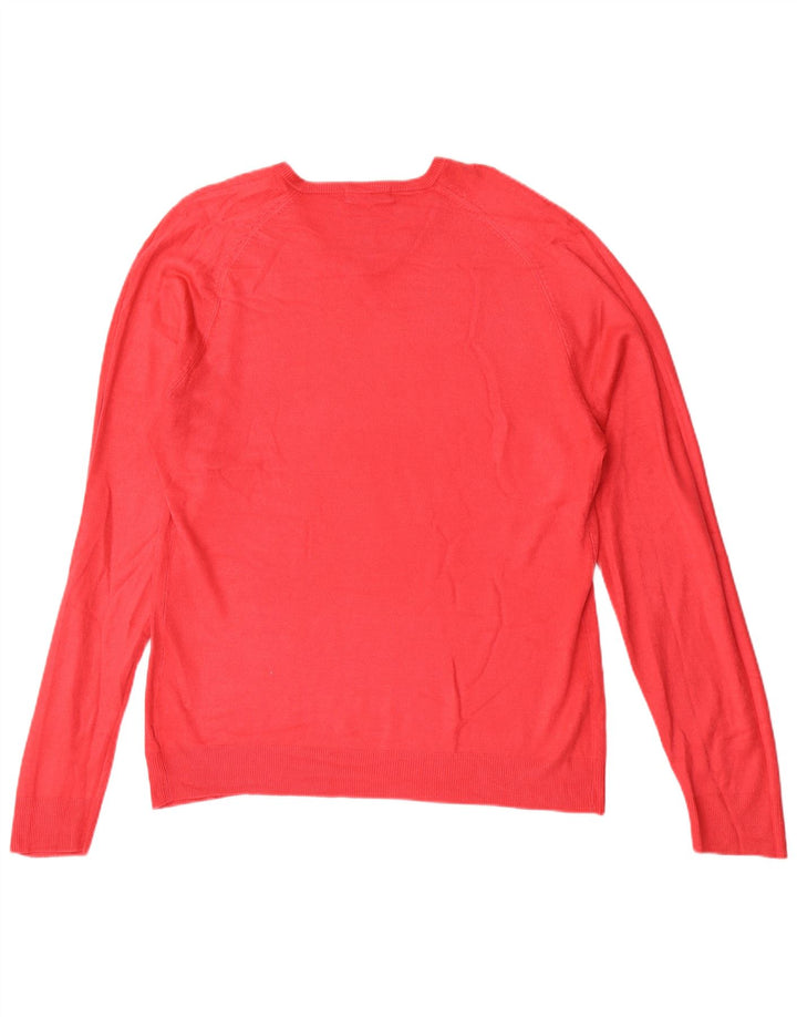 Marks & Spencer Suéter con cuello en V y autógrafo para hombre, tamaño grande, acrílico rojo