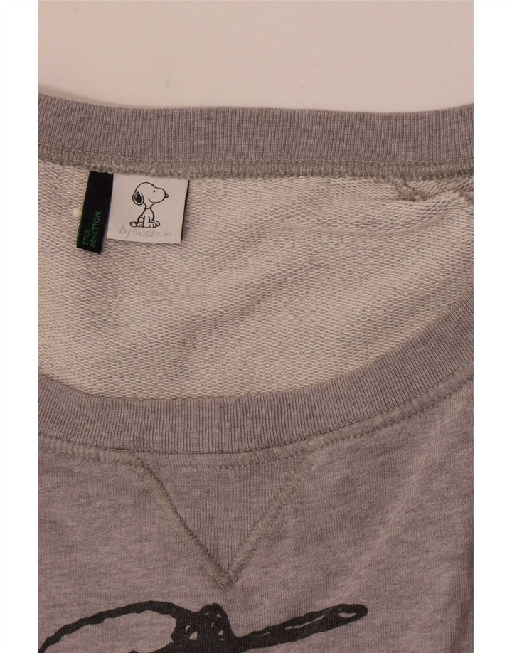 Benetton Mujer Peanuts Graphic Sudadera Jumper UK 44 Gris Medio