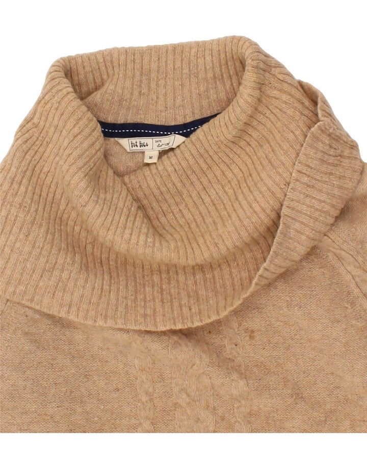 FAT FACE Womens Short Sleeve Roll Neck Jumper Sweater UK 14 Medium Brown Vintage Fat Face and Second-Hand Fat Face from Messina Hembry 