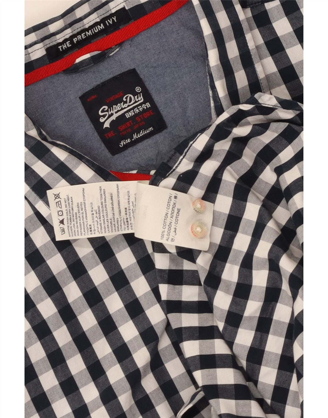 Superdry Camisa holgada de algodón a cuadros en azul marino medio para hombre