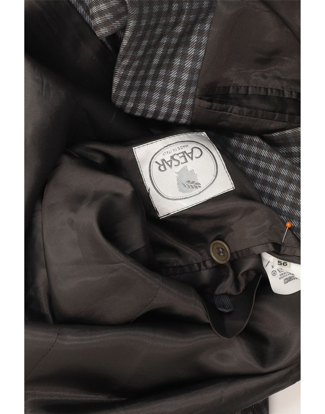 CAESAR Chaqueta tipo blazer de 2 botones para hombre IT 56 XL Algodón a cuadros gris