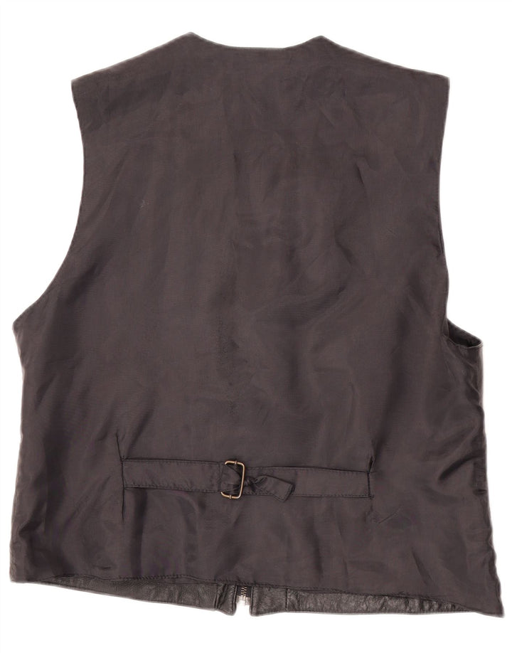 Chaleco de cuero vintage para hombre XL cuero negro