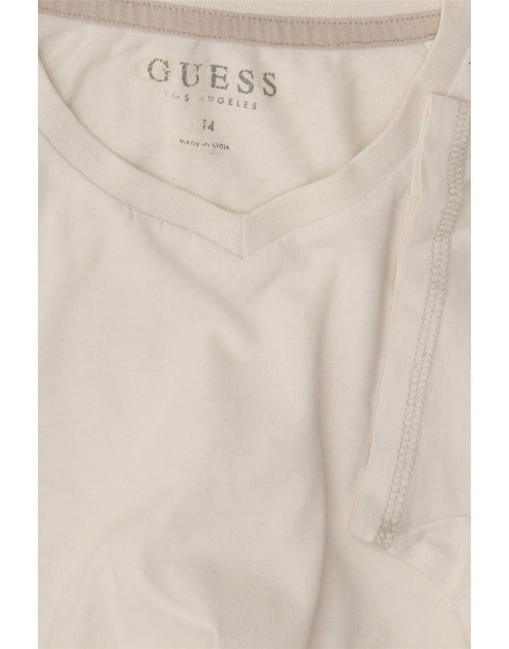 Guess Camiseta gráfica para mujer Top UK 44 Medium White