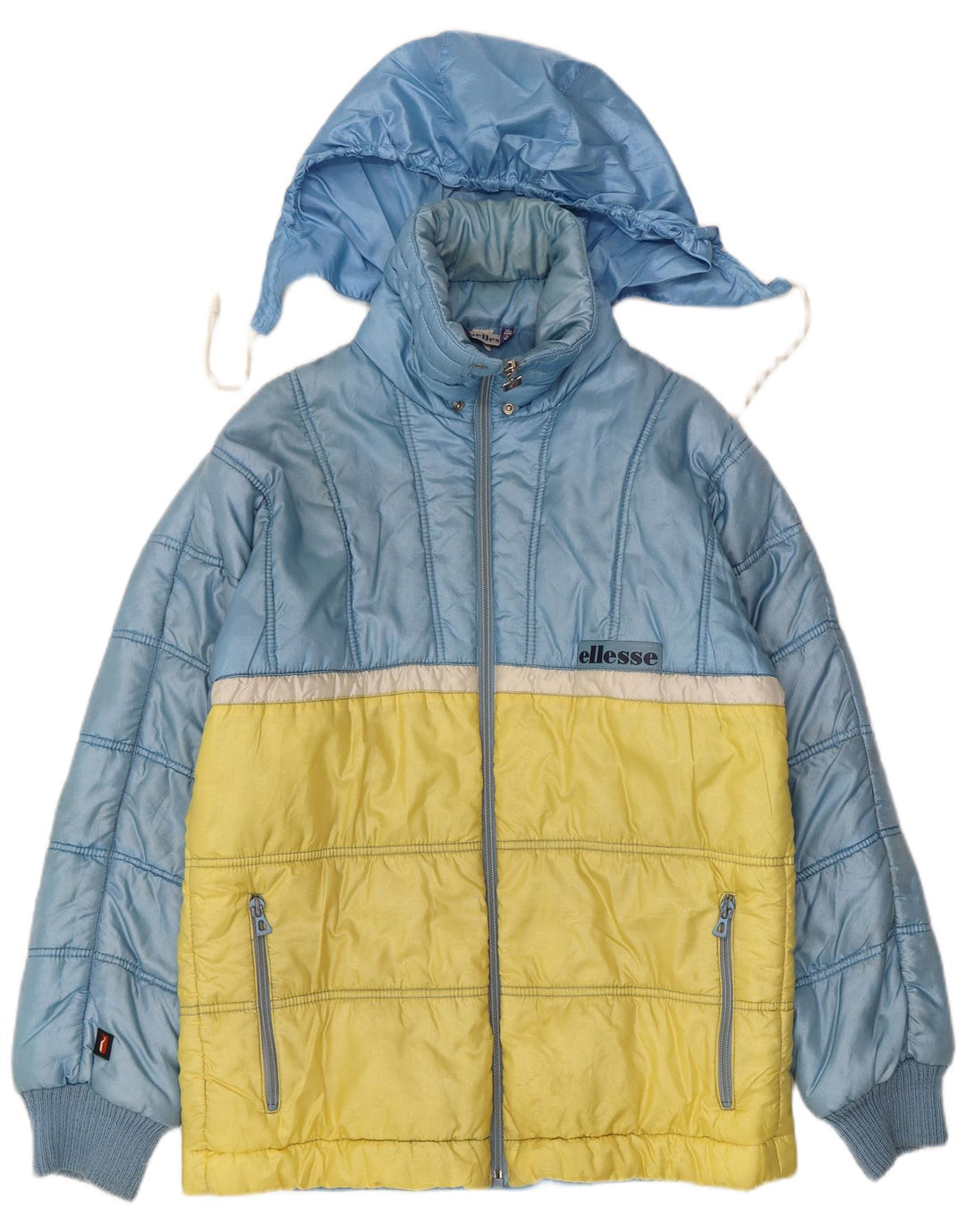 Chaqueta acolchada con capucha para hombre Ellesse UK 38 Nylon color block azul mediano