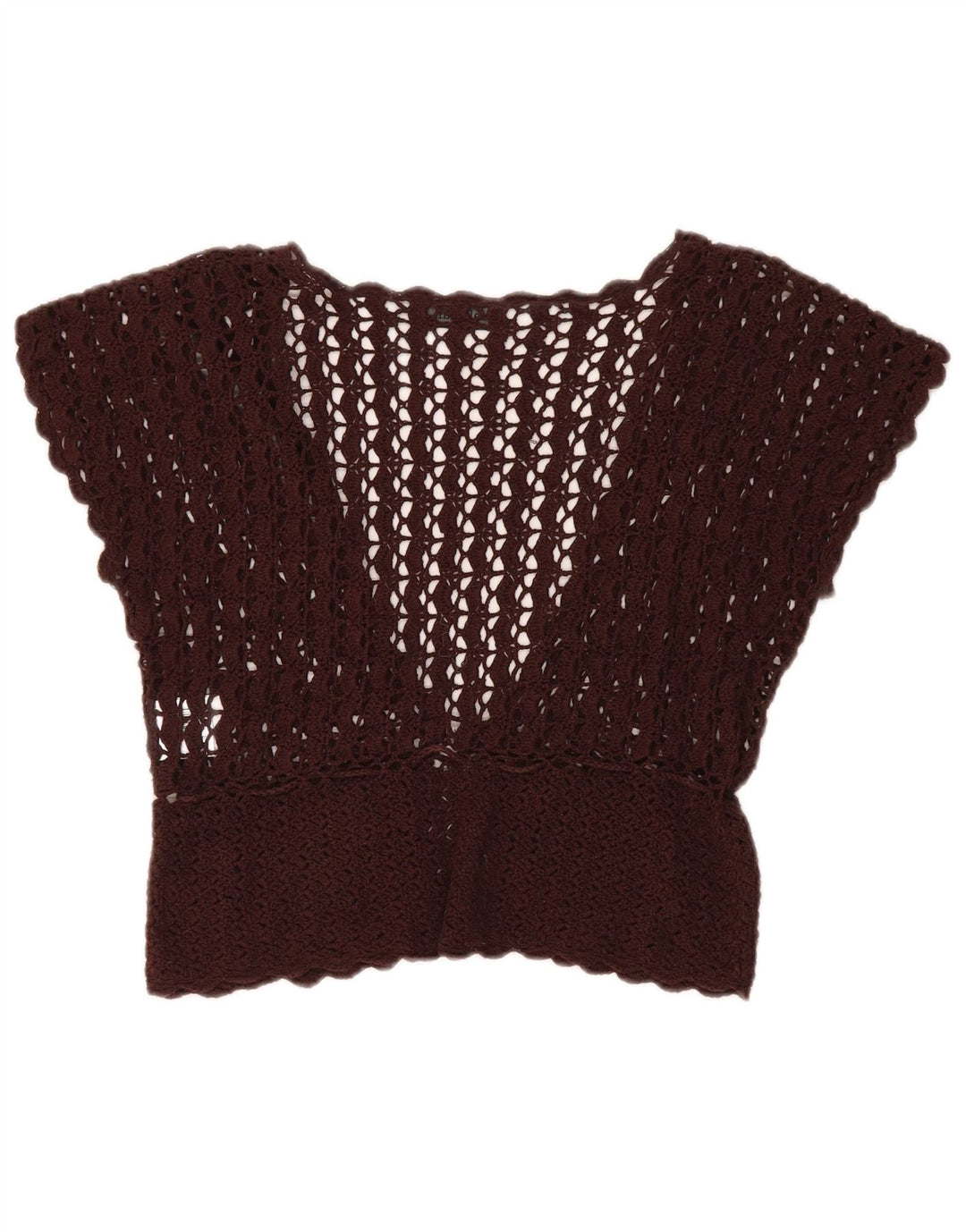 A WEAR Cárdigan de crochet sin mangas para mujer, talla 40, color marrón medio