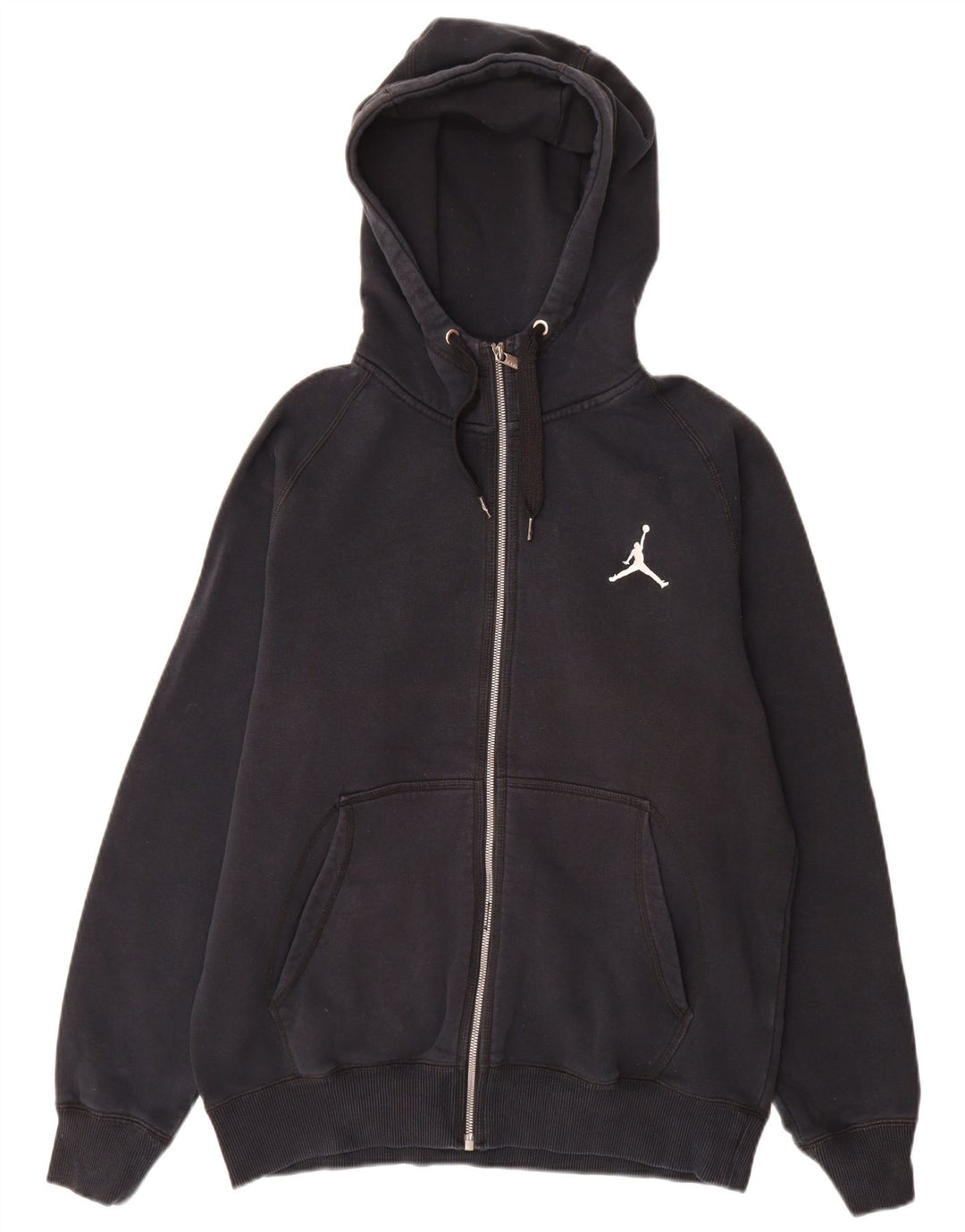 Jordan - Sudadera con capucha y cremallera para hombre, tamaño mediano, algodón negro