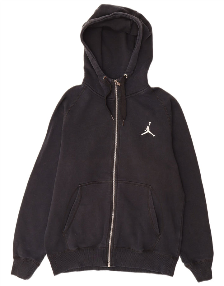 Jordan - Sudadera con capucha y cremallera para hombre, tamaño mediano, algodón negro