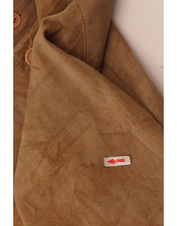 Vintage hombres ante bomber chaqueta EU 48 cuero beige medio
