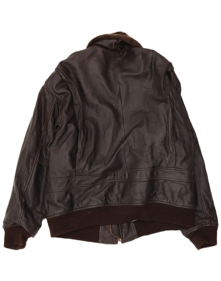 Chaqueta de cuero vintage para hombre Reino Unido 42 XL cuero marrón