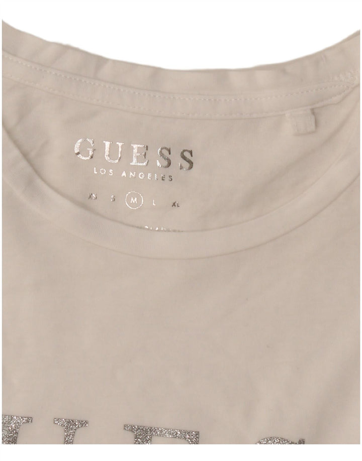 Guess Camiseta gráfica para mujer Top UK 44 Medium White