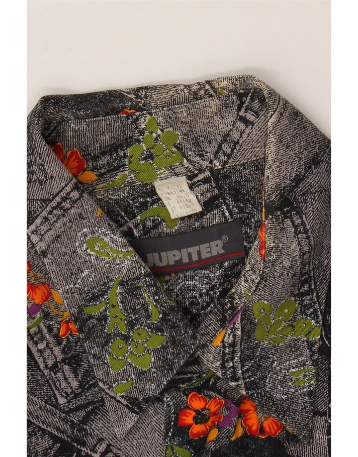 JUPITER Camisa de manga corta para hombre Talla 15 5 Gris medio Floral