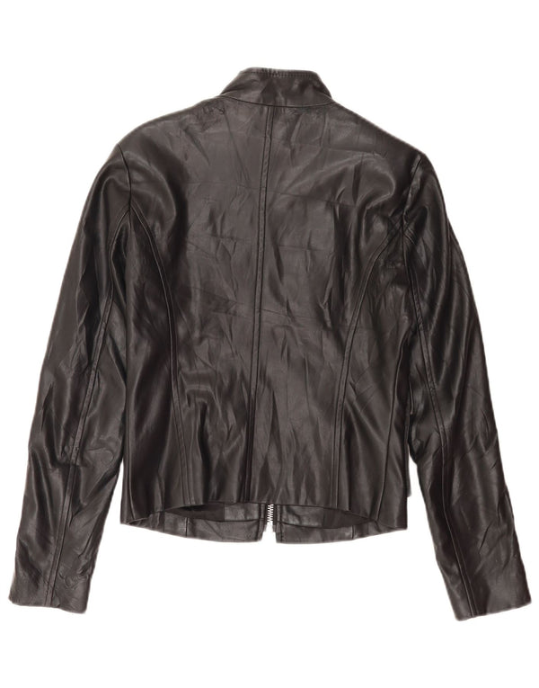 Benetton Chaqueta De Piel Sintética Mujer UK 8 Small Poliéster Negro