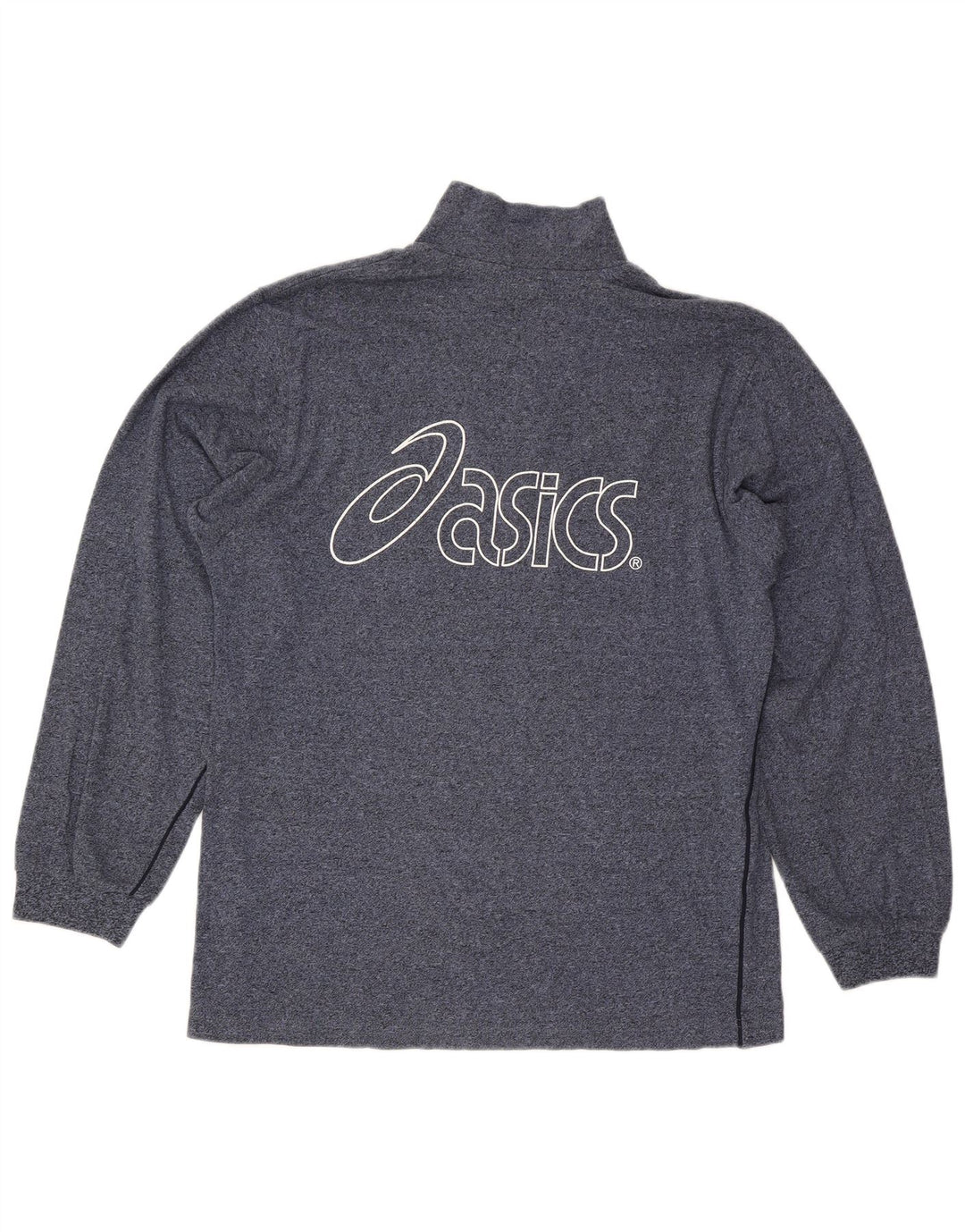 Asics Hombre Graphic Zip Neck Sudadera Jumper Grande Azul Marino Moteado